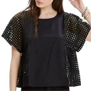 2/20 Madewell Black Cropped Eyelet Top - Women’s XS